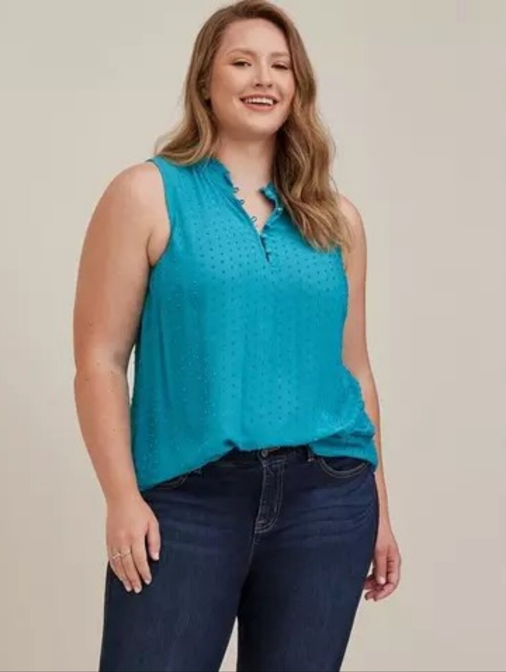 torrid Teal Sleeveless Eyelet Top